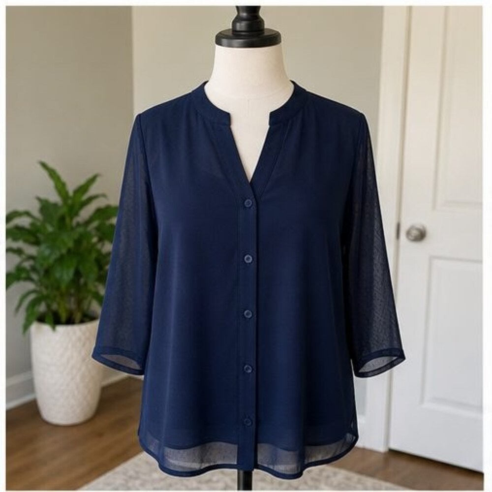 Navy Smocked Top